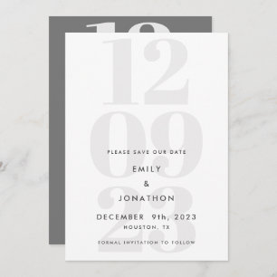 Save The Date Typographie moderne de date gris