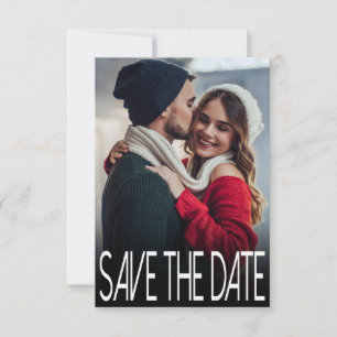 Save The Date Typographie moderne Deux photos Enregistrer la car