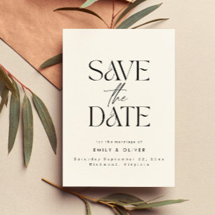 Save The Date Typographie moderne et audacieuse mariage crème no