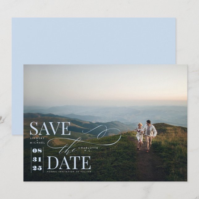 Save The Date Typographie moderne et design Enregistrer la photo (Devant / Derrière)