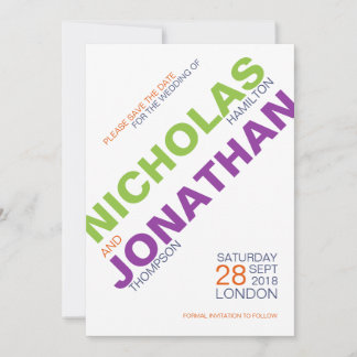 Save The Date Typographie Moderne Mariage Gay Enregistrer Les Ca