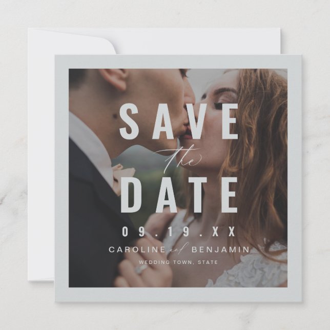 Save The Date Typographie moderne mariage photo enregistrer la d (Devant)