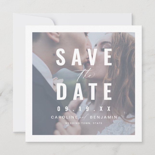 Save The Date Typographie moderne mariage photo enregistrer la d (Devant)
