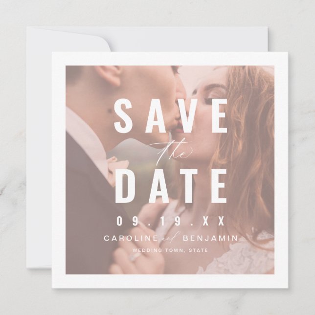 Save The Date Typographie moderne mariage photo enregistrer la d (Devant)