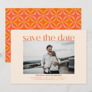Save The Date Typographie moderne Orange Retro Mariage photo
