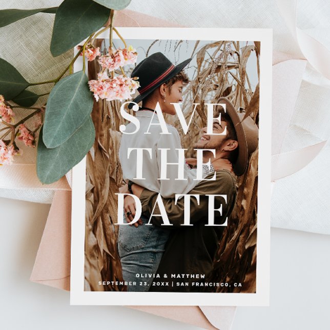 Save The Date Typographie Moderne Propre | Mariage Photo Minimal (Créateur téléchargé)