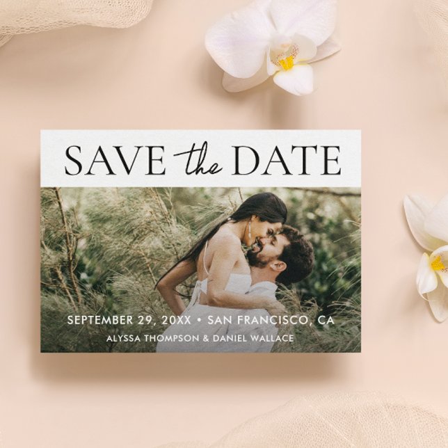 Save The Date Typographie moderne QR CODE personnalisé Mariage p (Modern Chic Typography Simple Custom photo wedding save the date.)
