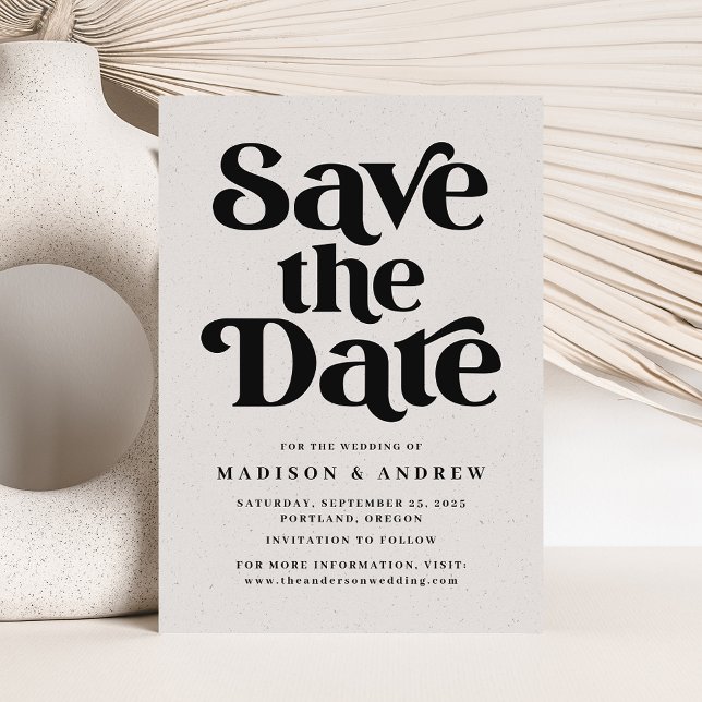 Save The Date Typographie moderne Spectré gris et noir (Créateur téléchargé)