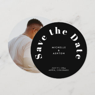 Save The Date Typographie Moderne Tour Cercle Noir Enregistrer L