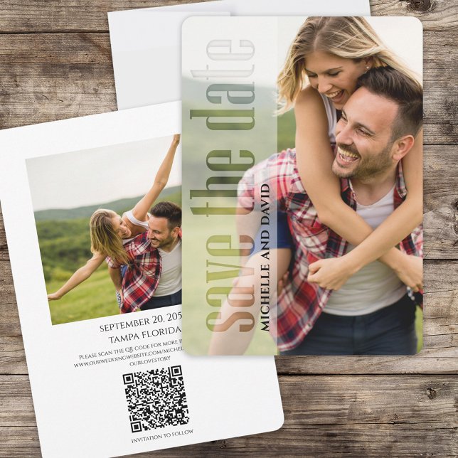 Save The Date Typographie QR Code Enregistrer la date Moderne (Créateur téléchargé)