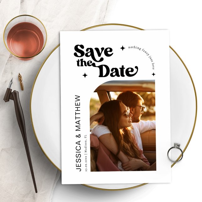Save The Date Typographie Rétro Moderne Photo Arch Enregistrer L (Créateur téléchargé)