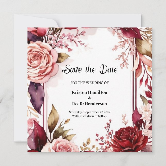 Save The Date Typographie romantique de Bourgogne (Devant)