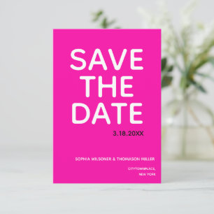 Save The Date Typographie rose vif simple