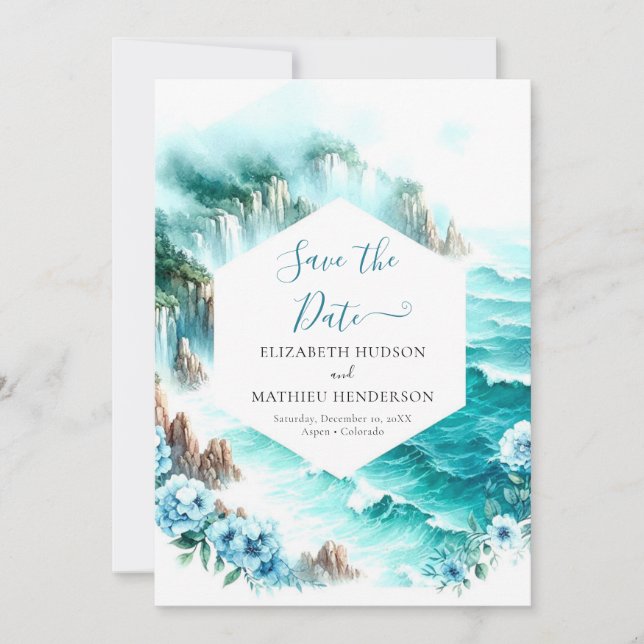 Save The Date Typographie rustique Mariage nautique (Devant)