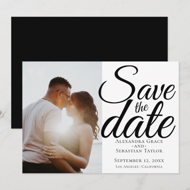 Save The Date Typographie Simple Élégante Mariage Enregistrer La (Devant / Derrière)