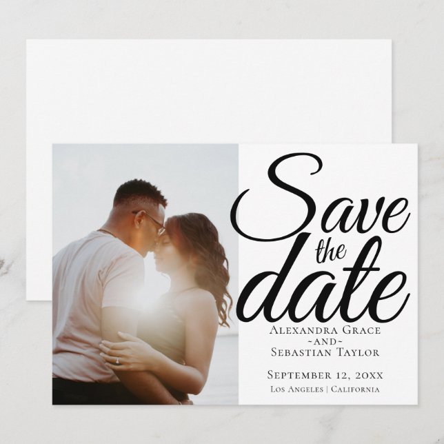 Save The Date Typographie Simple Élégante Mariage Enregistrer La (Devant / Derrière)