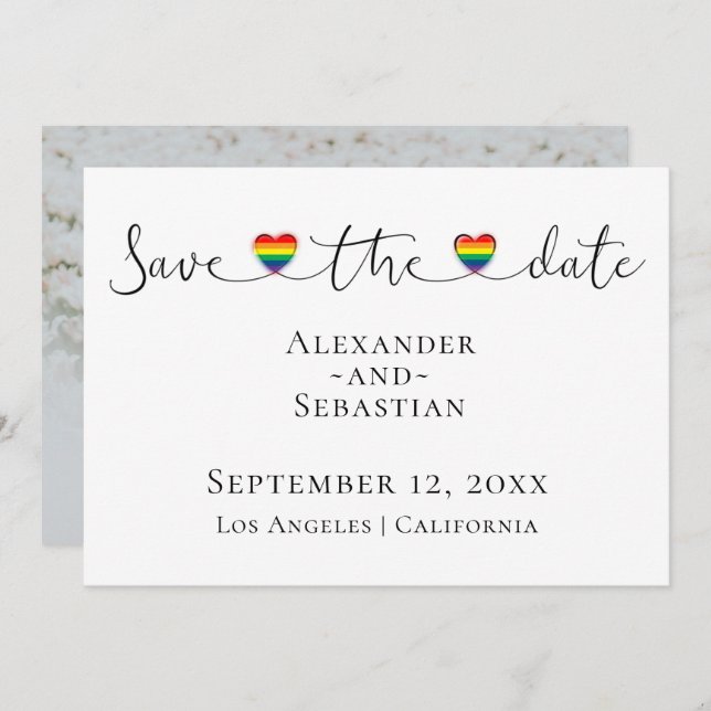 Save The Date Typographie Simple Mariage Gay Enregistrer La Date (Devant / Derrière)