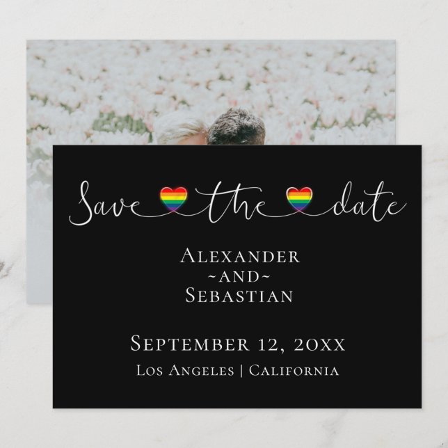 Save The Date Typographie Simple Mariage Gay Enregistrer La Date (Devant / Derrière)