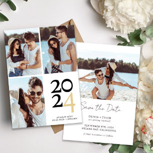 Save The Date Typographie simple Mariage multiphoto