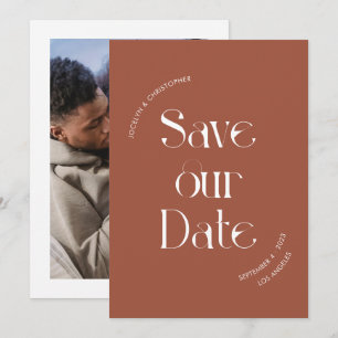Save The Date Typographie Unique Et Design Photo Terracotta