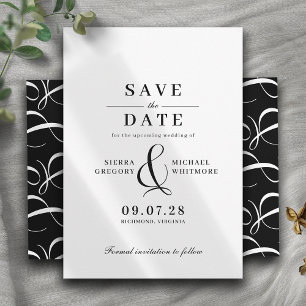Save The Date Typographie Vintage moderne classique noir et blan