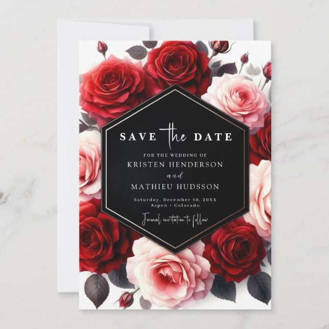 Save The Date Typographie Whimsson Crimson Mariage rouge (Devant)