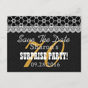 Save the Date ÜBERRASCHEN 70. Geburtstag P03C Ankündigungspostkarte