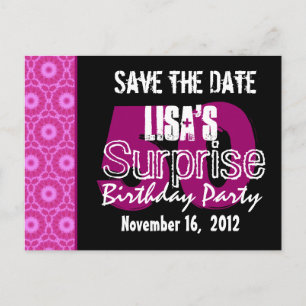 Save the Date Überraschung 50. Party Pink V451 Ankündigungspostkarte