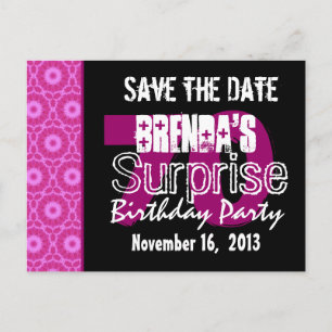 Save the Date Überraschung 70. Party Rosa W1750 Ankündigungspostkarte