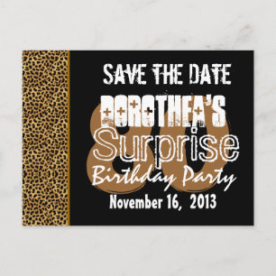 Save the Date Überraschung 80. Party LEOPARD V01 Ankündigungspostkarte