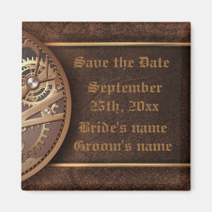 Save the Date übersetzt steampunk Goldbraun Magnet