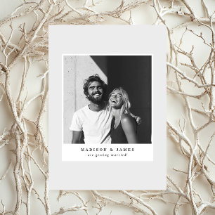 Save The Date Ultra Minimal Casual Photo Mariage Gris Clair