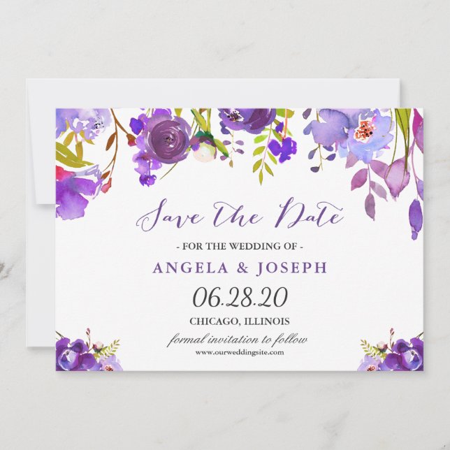 Save The Date Ultra violet violet flamboyant tendance Enregistre (Devant)