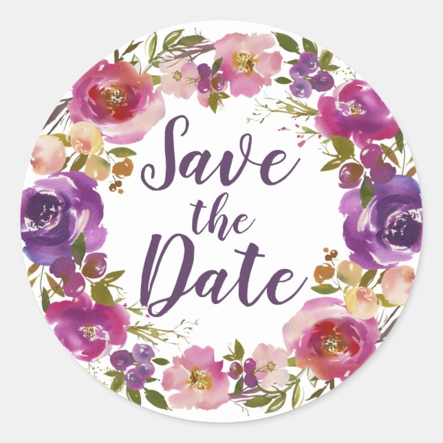 Save the Date Umschlag Aufkleber Floral (Vorderseite)