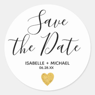 Save the Date Umschlag Aufkleber mit Goldenen Herz