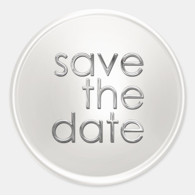 Save the Date Umschlag Aufkleber White Pearl (Vorderseite)