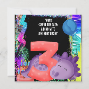 Save The Date Un Dinosaure 3ème fête d'anniversaire