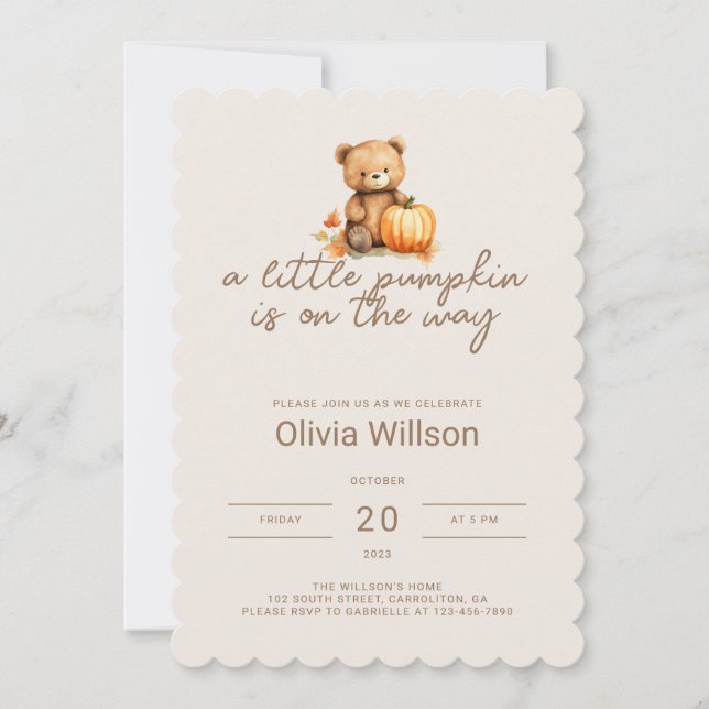 Save The Date Un petit Baby shower Citrouille d'Halloween (Devant)