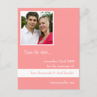 Save the Date und rosa Ankündigungspostkarte