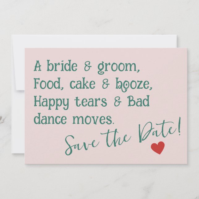 Save The Date Une mariée & mariée, Nourriture, gâteau & alcool,  (Devant)