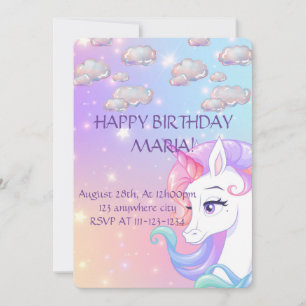 SAVE THE DATE UNICORN BIRTHDAE INVITATION, TÉLÉCHARGEMENT NUMÉRI
