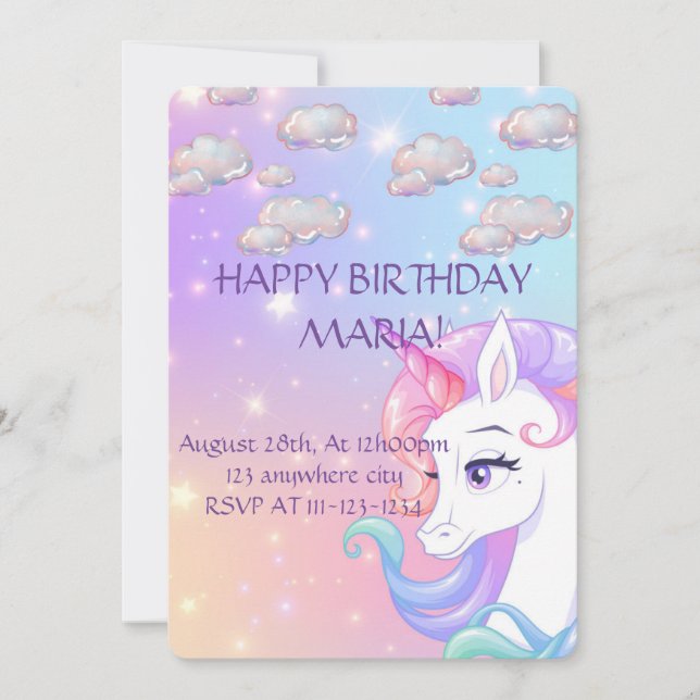 SAVE THE DATE UNICORN BIRTHDAE INVITATION, TÉLÉCHARGEMENT NUMÉRI (Devant)
