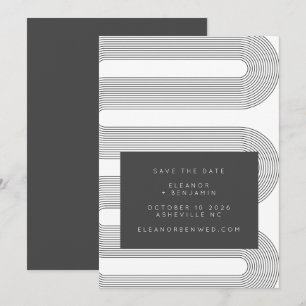 Save The Date Unique Gras Géométrique Noir Blanc Classy Mariage