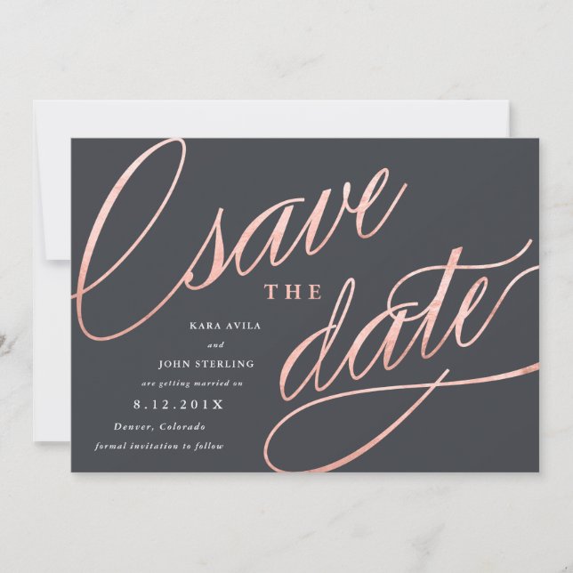 Save The Date Unique modernité Enregistrer les dates | Or Rose (Devant)