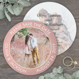Save The Date Unique photo ronde moderne rose Ombre Mariage