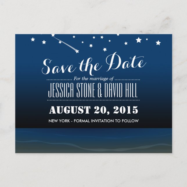 Save the Date unter der Stars-Hochzeit Ankündigungspostkarte (Vorderseite)