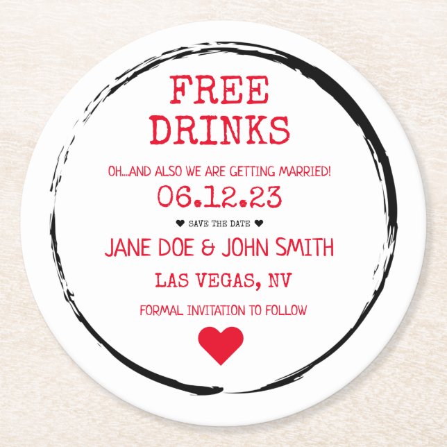 Save the Date Untersetzer (rot) (Vorderseite)