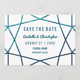 Save The Date Vagues turquoise géométrique Enregistrer la date