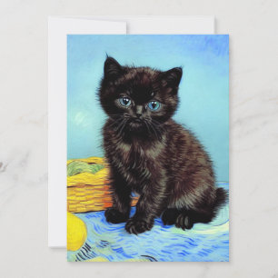Save The Date Van Gogh Black Kitten avec fils