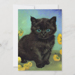 Save The Date Van Gogh Chat noir Fleurs jaunes